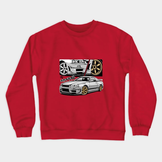 Skyline R Generation R34 Crewneck Sweatshirt by pujartwork